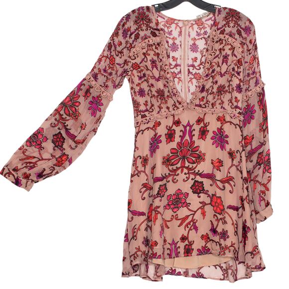 For Love & Lemons Dress Saffron Mini Floral Crochet Lace Velvet Sheer Boho XS - Picture 11 of 11